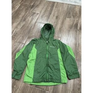 Columbia Boys Size 6-7 Windbreaker Coat Pockets Green